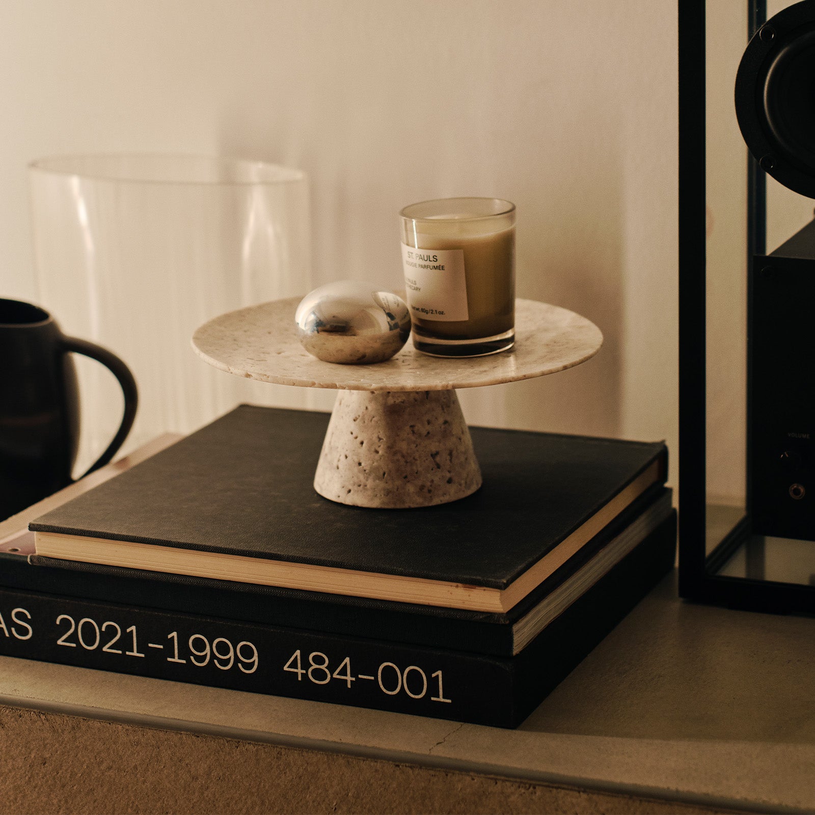 Travertine-tray circle base S｜ARTWORKSTUDIO公式