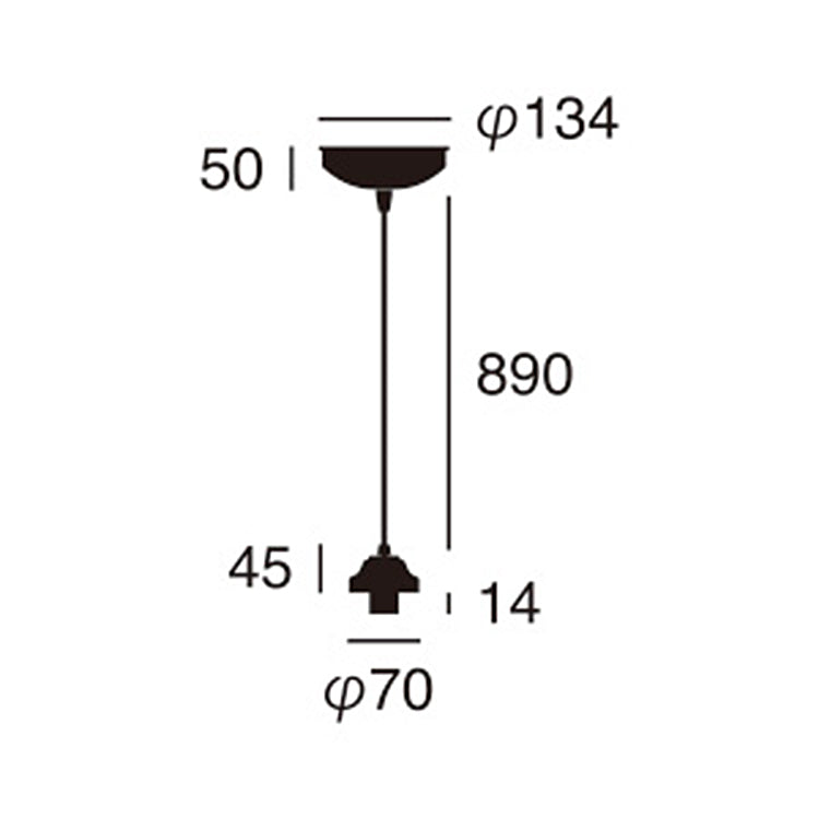 ベーシックペンダント本体 口金:E26型 サイズ詳細