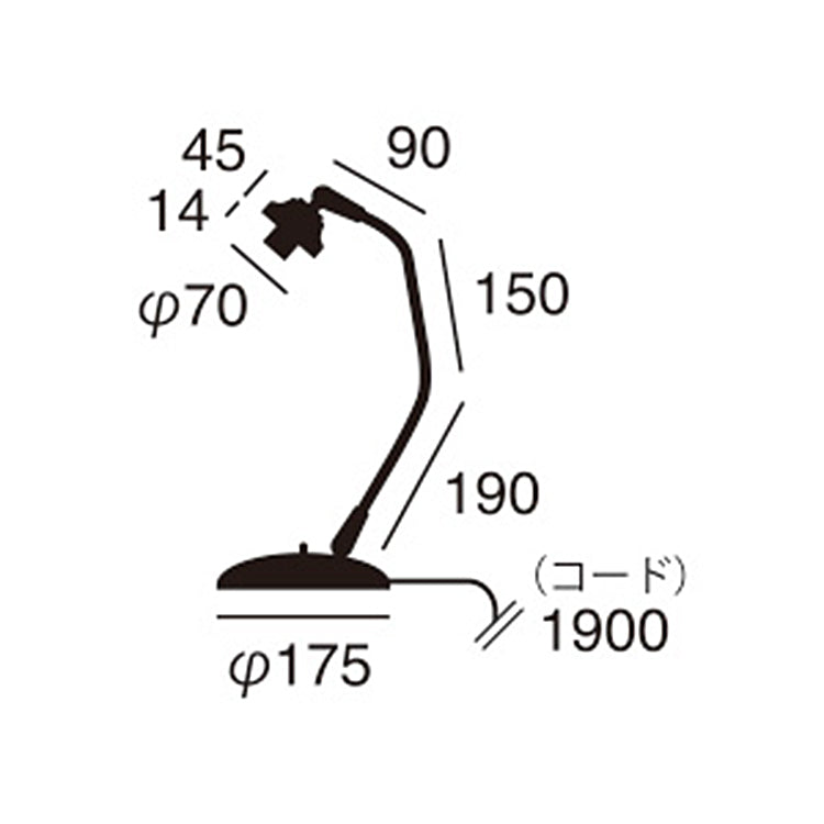 クラシックデスク本体 口金:E26型 サイズ詳細