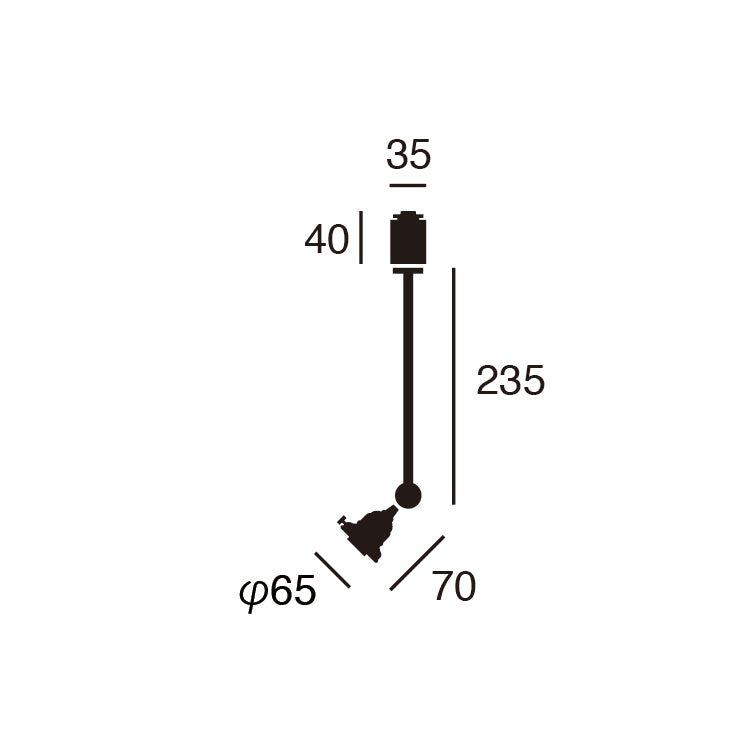 真鍮スポットL本体 口金:E26型 サイズ詳細