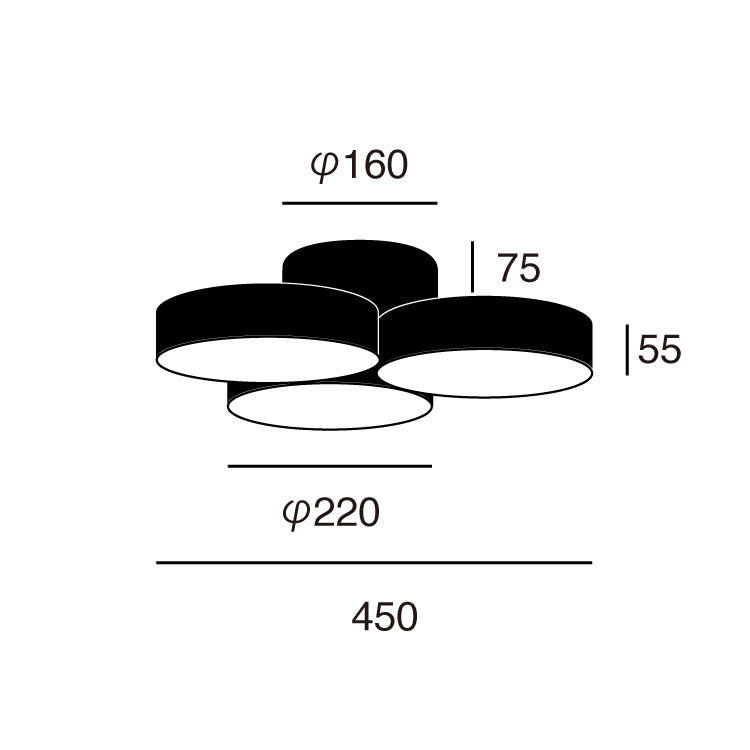 Phantom LED-ceiling lamp サイズ詳細(単位:mm)
