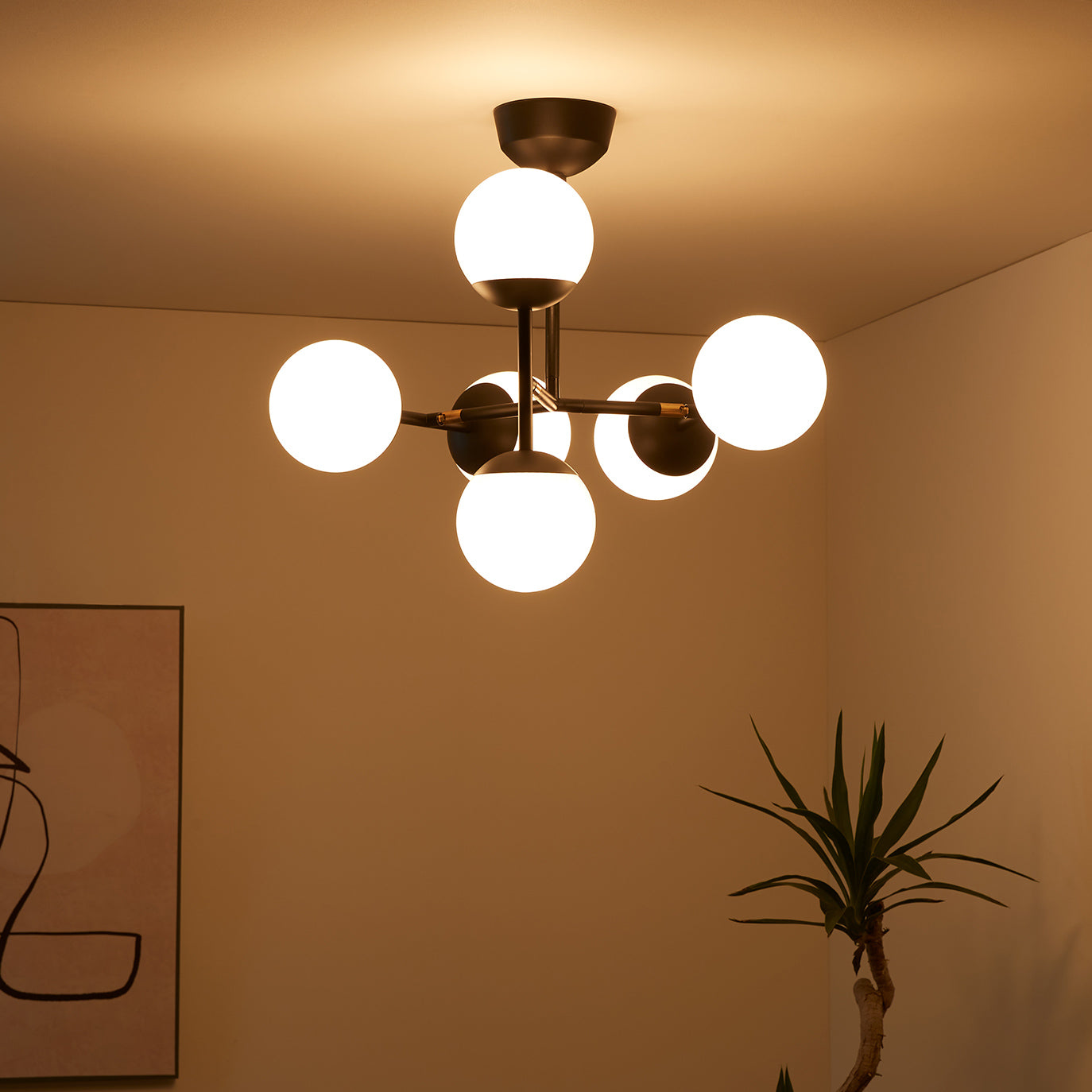 Bliss mini 6-ceiling light(ホワイト)点灯時
