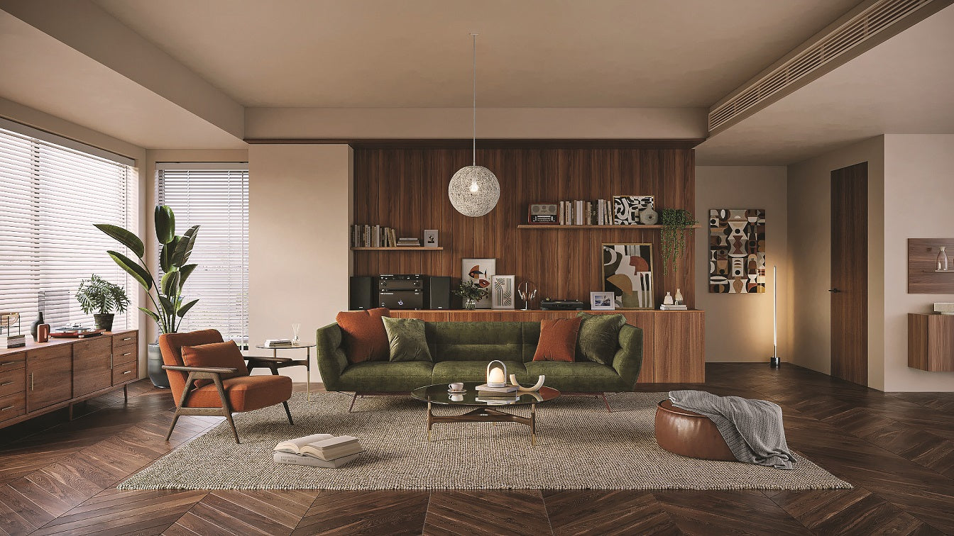 光と陰影で魅せる、ミッドセンチュリーリビング