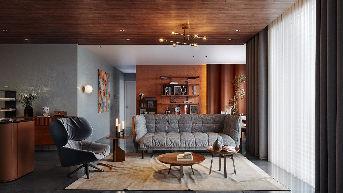 ゴールドが際立つ、上質なリビング