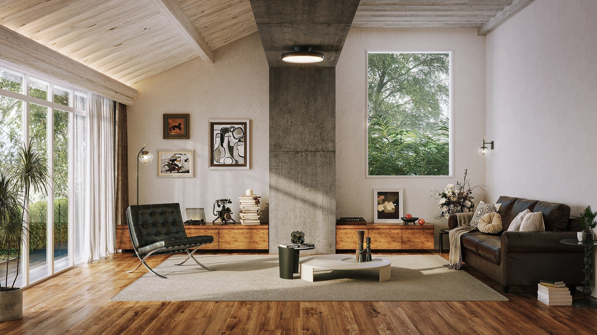 ヴィンテージとモダンが調和した心地よいリビング空間