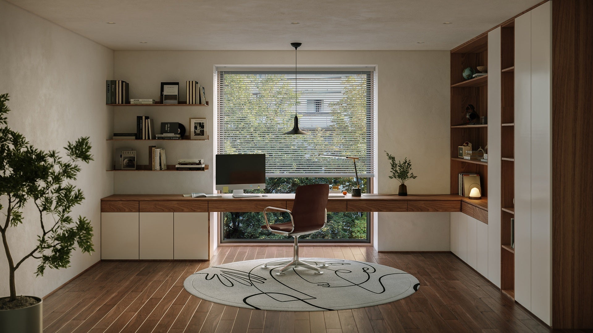 窓辺の開放感と、心まで整うワークスペース