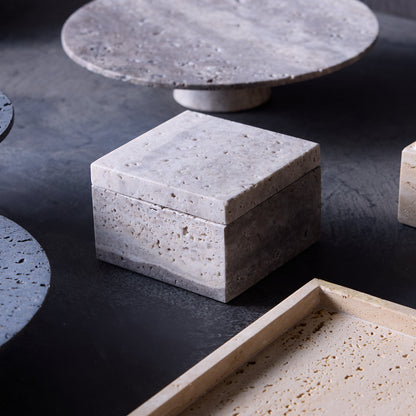 Travertine-box / rectangle / circle base L