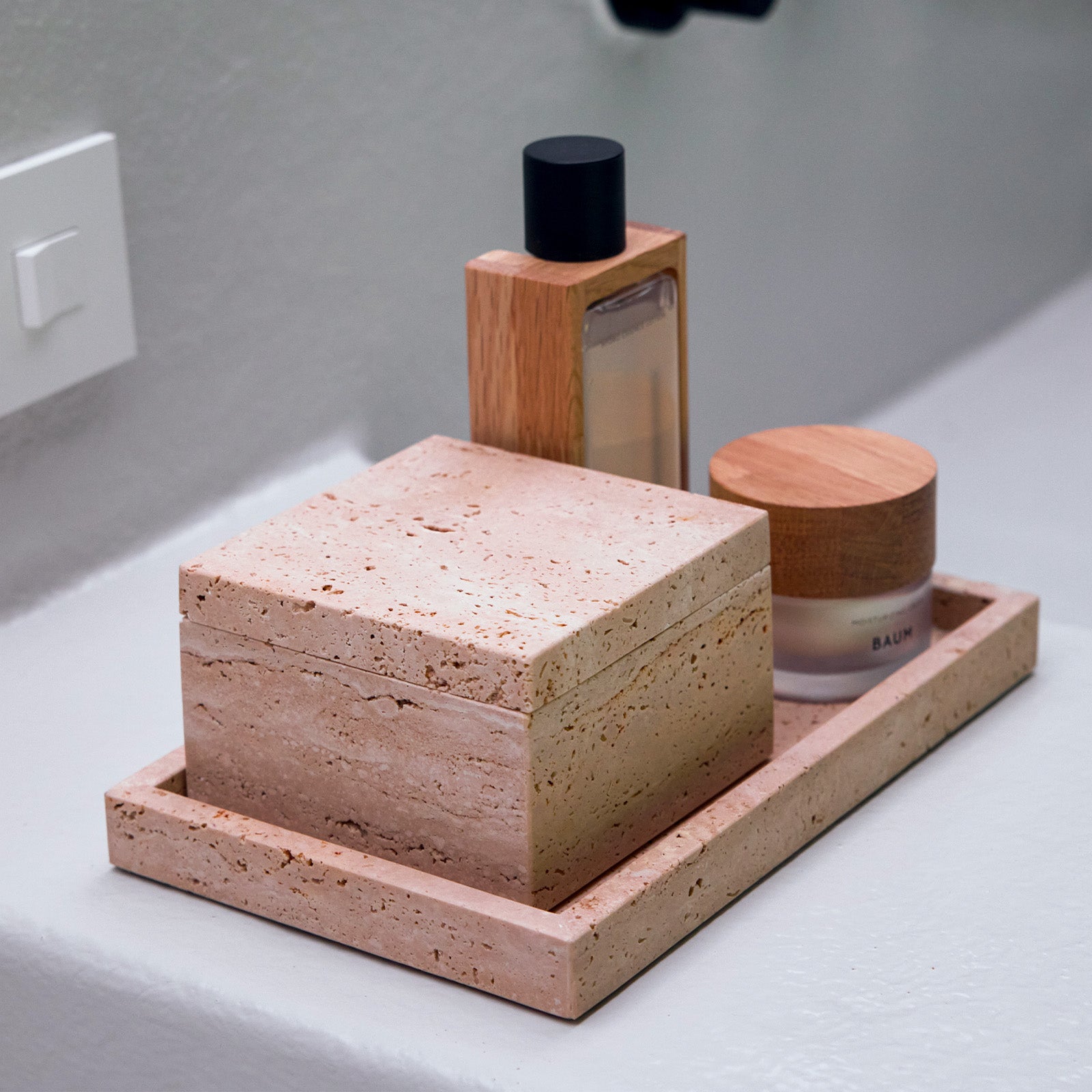 Travertine-tray rectangle / box