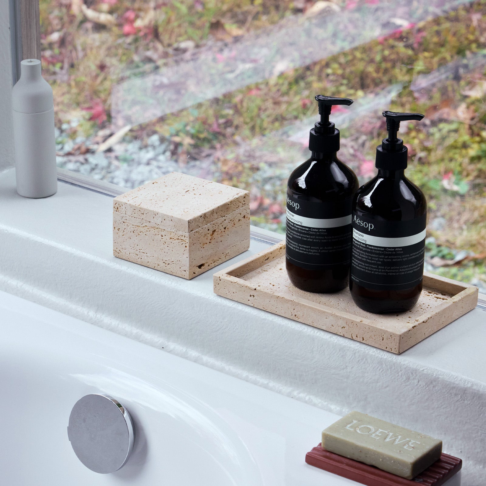 Travertine-tray rectangle / box