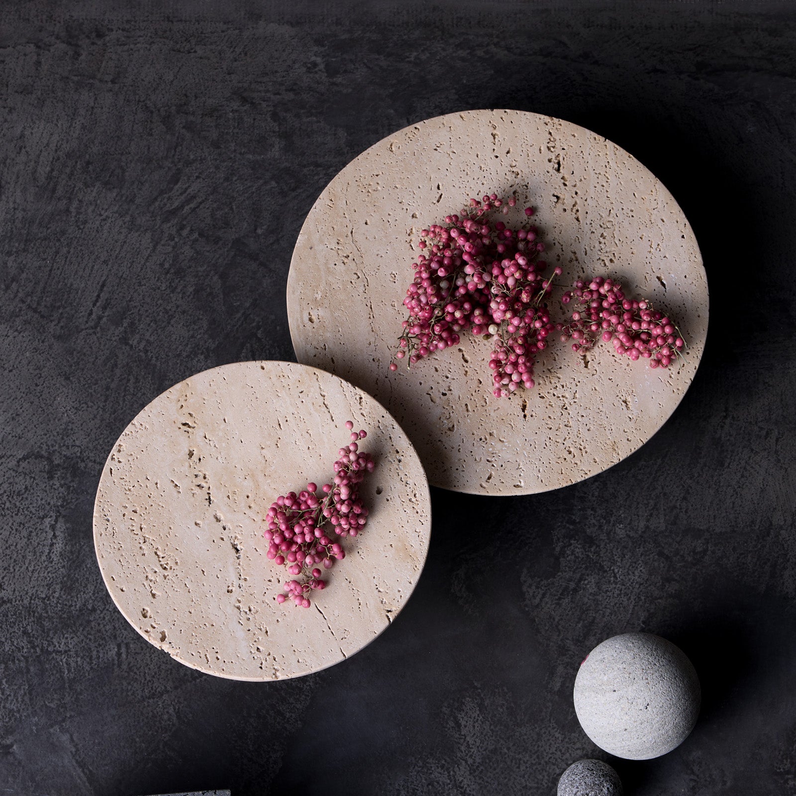 Travertine-tray circle base S / circle base L