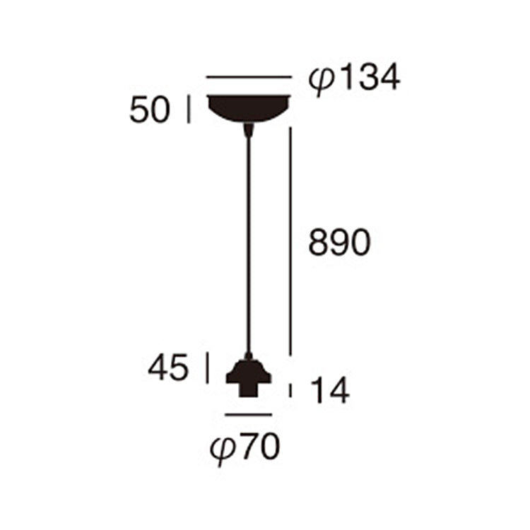 ベーシックペンダント本体 口金：E26型 サイズ詳細