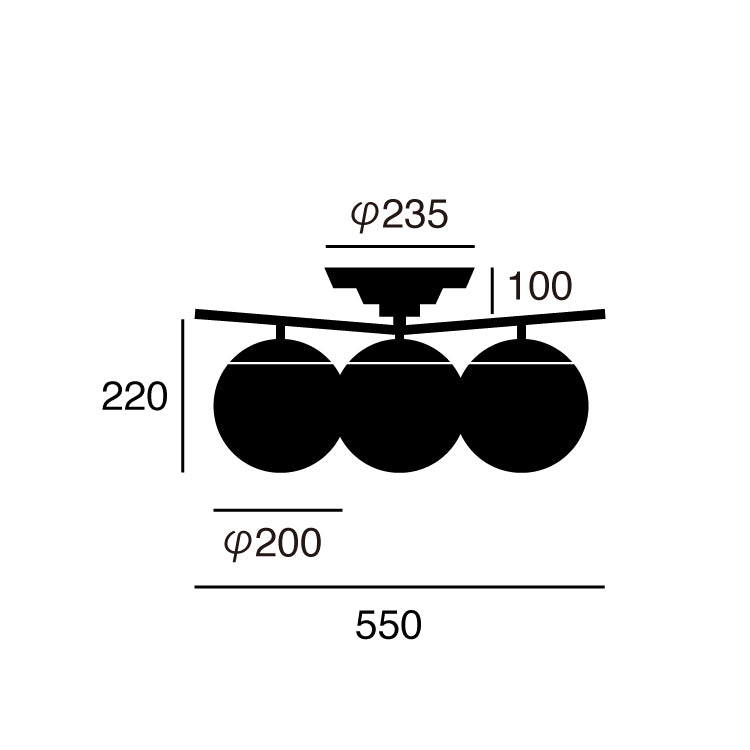 Bliss 3-ceiling lamp サイズ詳細