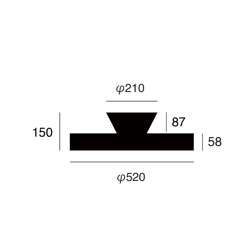 Glow 6000 LED-ceiling light サイズ詳細（単位：mm）