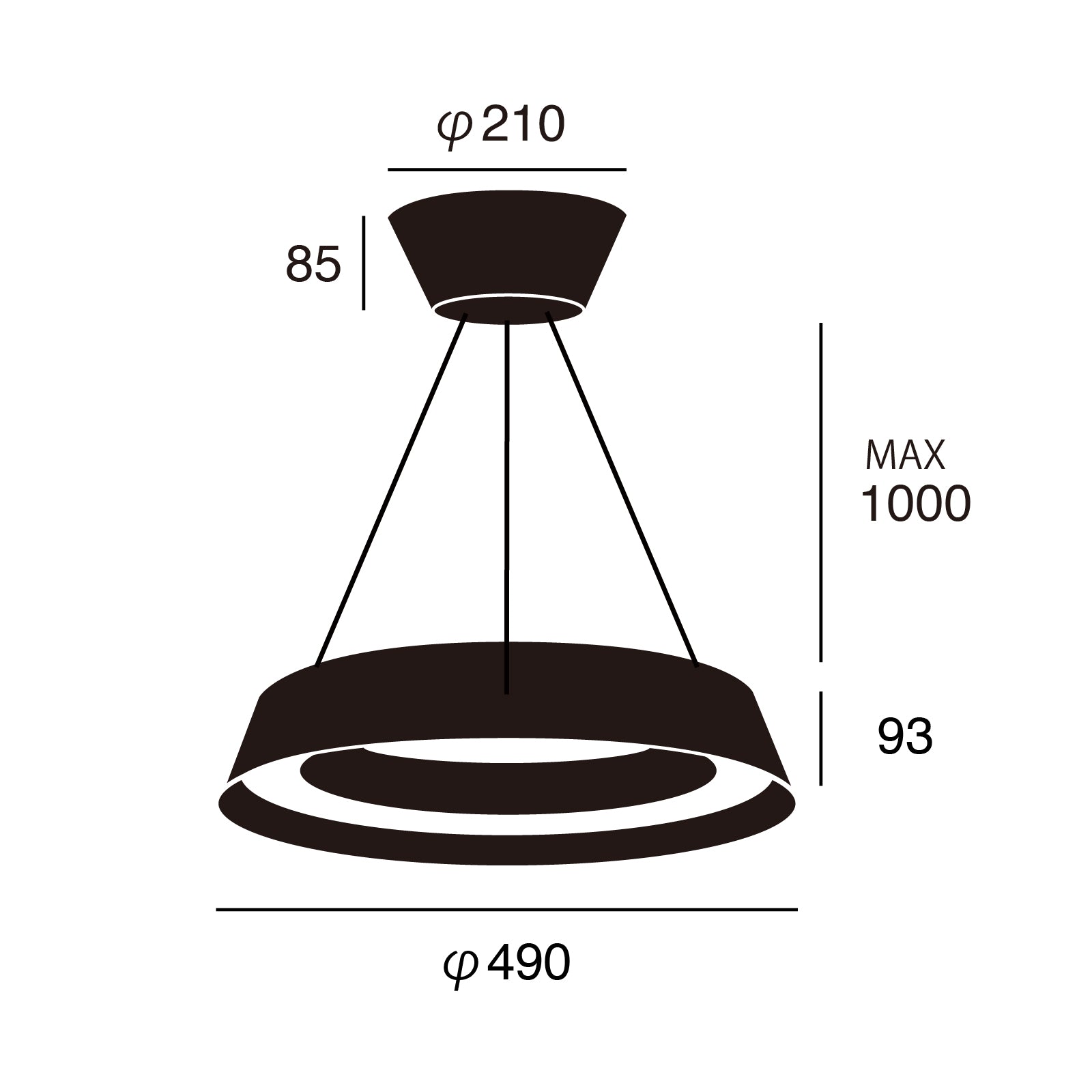 Loop LED-pendant light サイズ詳細（単位：mm）