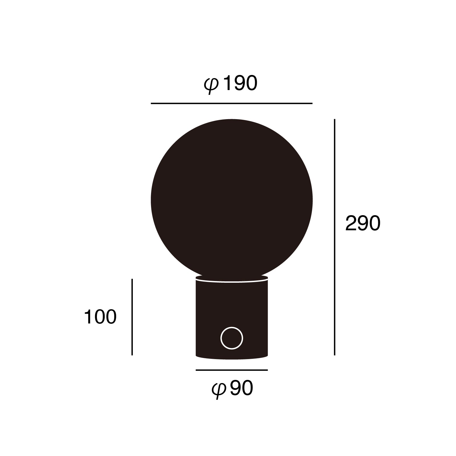 Univer LED-table lamp サイズ詳細（単位：mm）