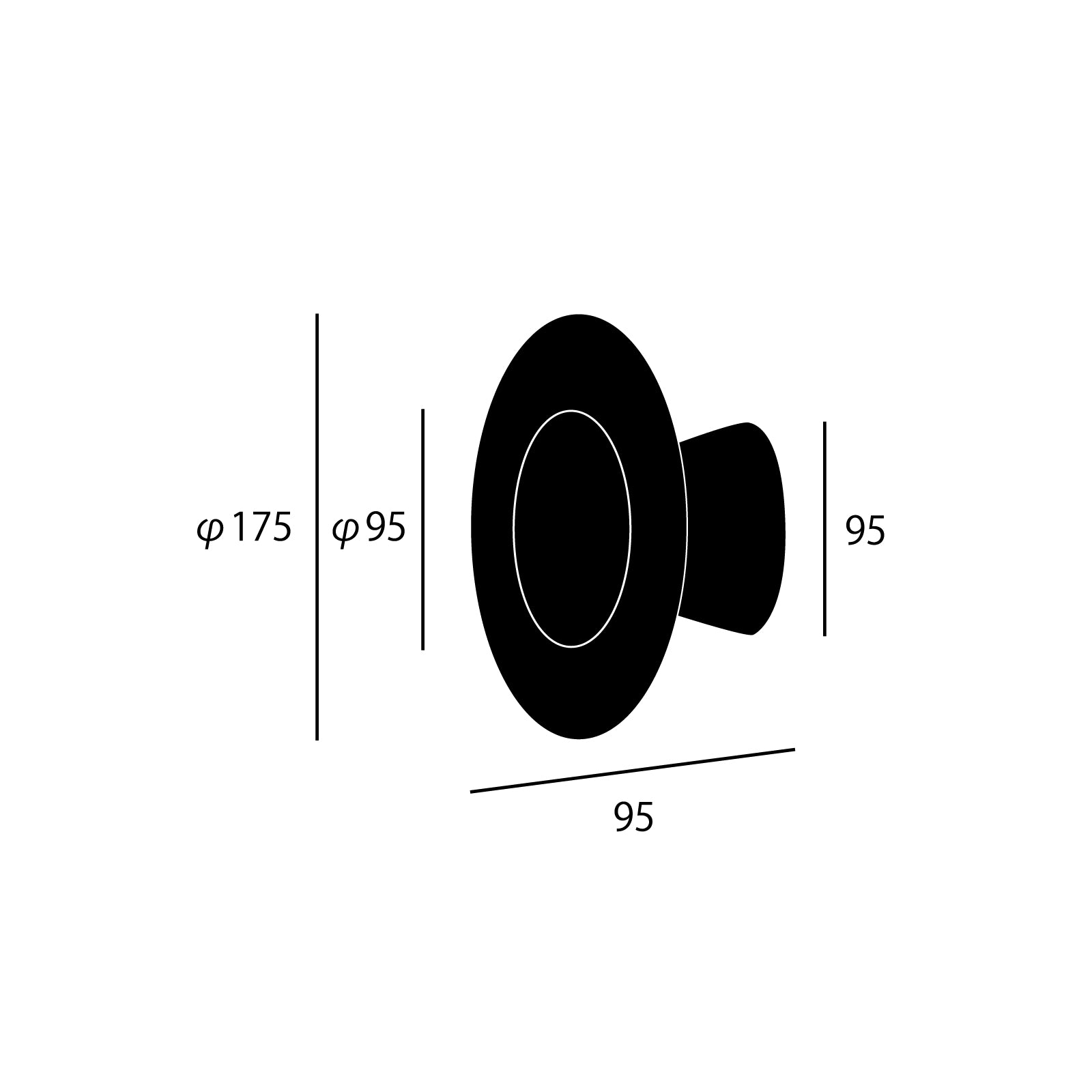 Eclipse LED-wall light (S) サイズ詳細（単位：mm）