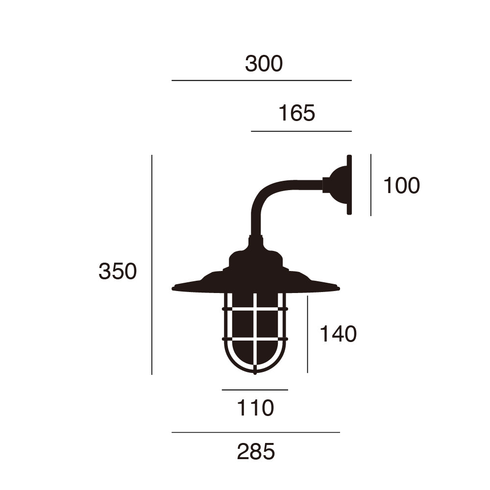 Navy base shade-wall lamp 2 サイズ詳細