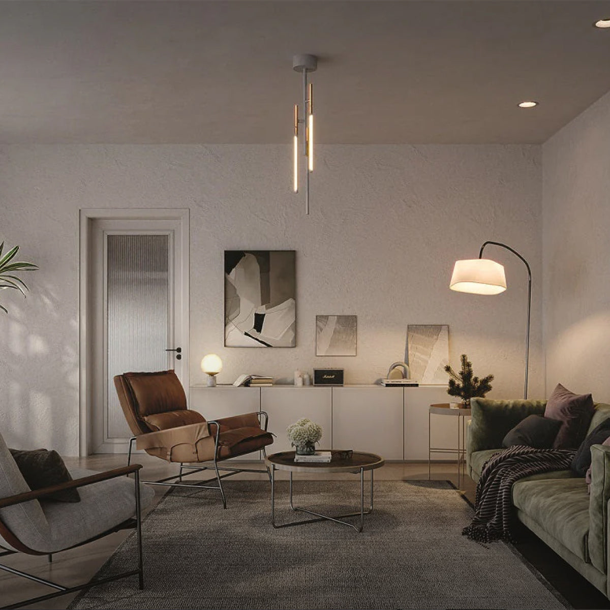 Vision 3 LED-ceiling lamp / Espresso 3-living floor lamp