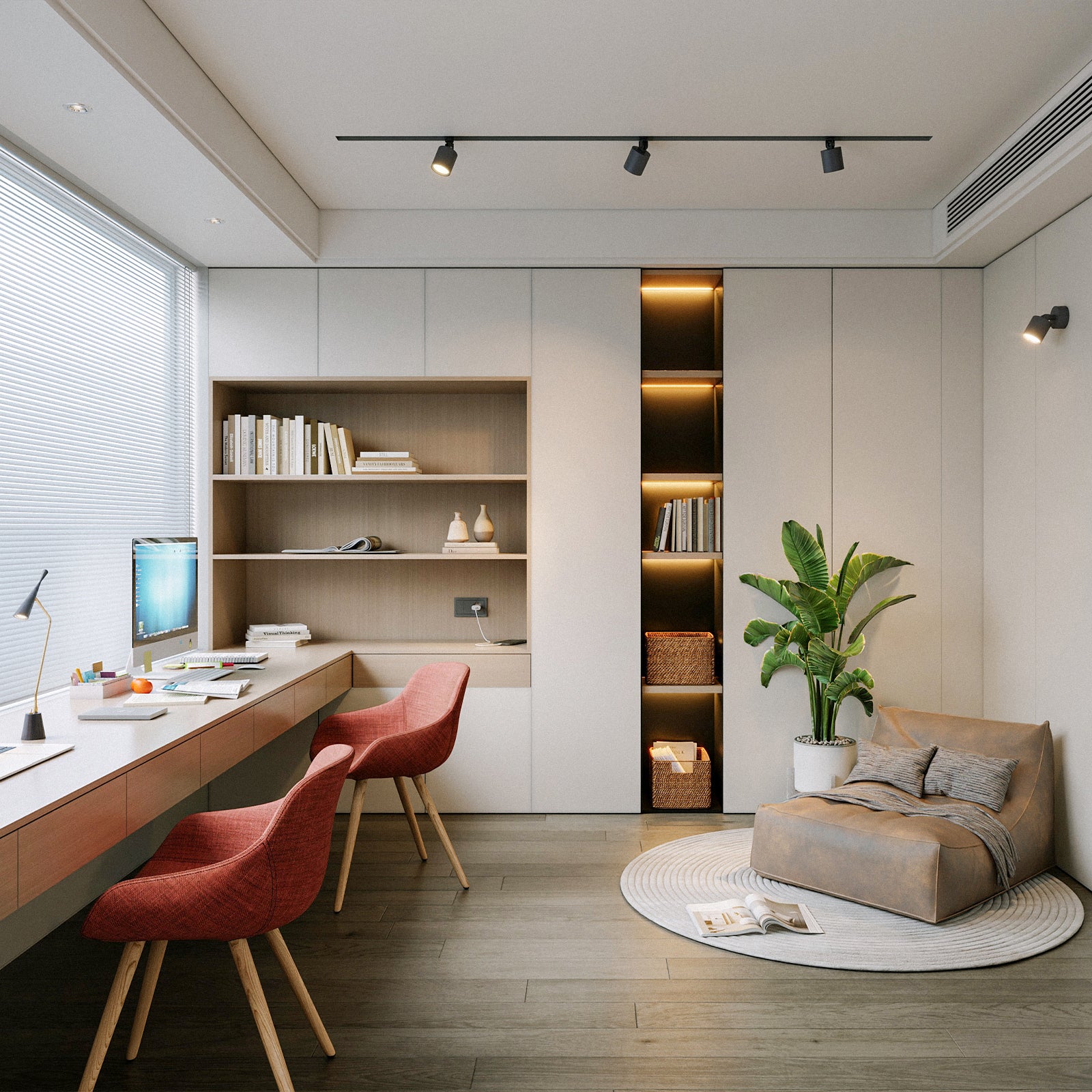 Grid-swingable duct down light / Grid-wall lamp / Gossip-LED desk light